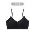 夏季薄款闪钻细肩带10A软支撑美背文胸粉底液隐形痕内衣女 S(70ABC) 经典黑