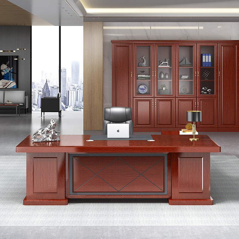 卓澳(zhuoao)班台办公桌总裁桌老板桌油漆贴实木皮经理桌视频介绍_卓
