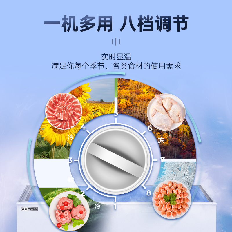 澳柯玛SDC-502冰柜商用冷柜雪糕柜卧式冷冻超市专用玻璃冰箱雪柜保鲜柜