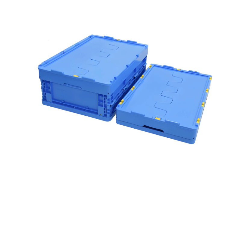 易企采 600-200折叠箱【带盖】塑料折叠箱医药配送仓储物流冷链带盖周转箱工业电子塑料箱