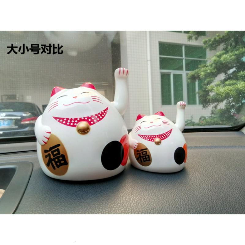 电动摇手猫摆件塑料装电池汽车摆件电视情侣恋爱先生同款礼品 三维工匠 大号黄色猫高清大图