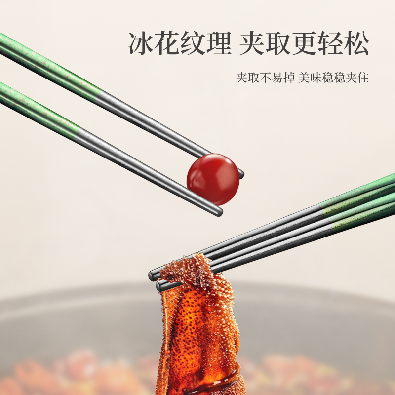 莱柏顿纯钛筷子家用高档防霉防滑便携筷一人一筷轻奢分餐食品级餐具快子高清大图