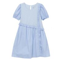 美特斯邦威泡泡袖连衣裙女2022夏季新款拼接设计A摆阔形裙_131 M高160-165重100-130斤 蓝色