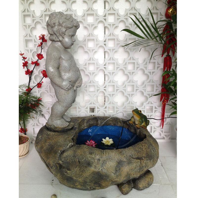 欧式流水喷泉人物庭院摆设风水轮鱼缸盆景创意家居饰品摆件加湿器尿尿