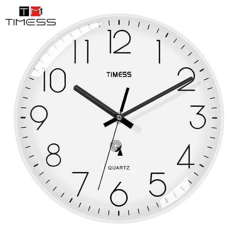 TIMESS电波钟钟表挂钟客厅家用时尚时钟挂墙轻奢装饰大气创意挂表 冰川白【电波钟】【自动对时+分秒不差】 12英寸（直径30.5厘米）