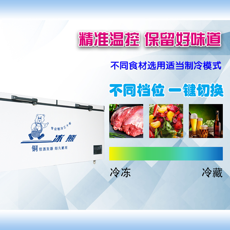 冰熊(bing xiong)798升冷柜商用大展示柜 卧式大冰库冷柜 冷藏冷冻转换柜 顶开门冰柜 BC/BD-798