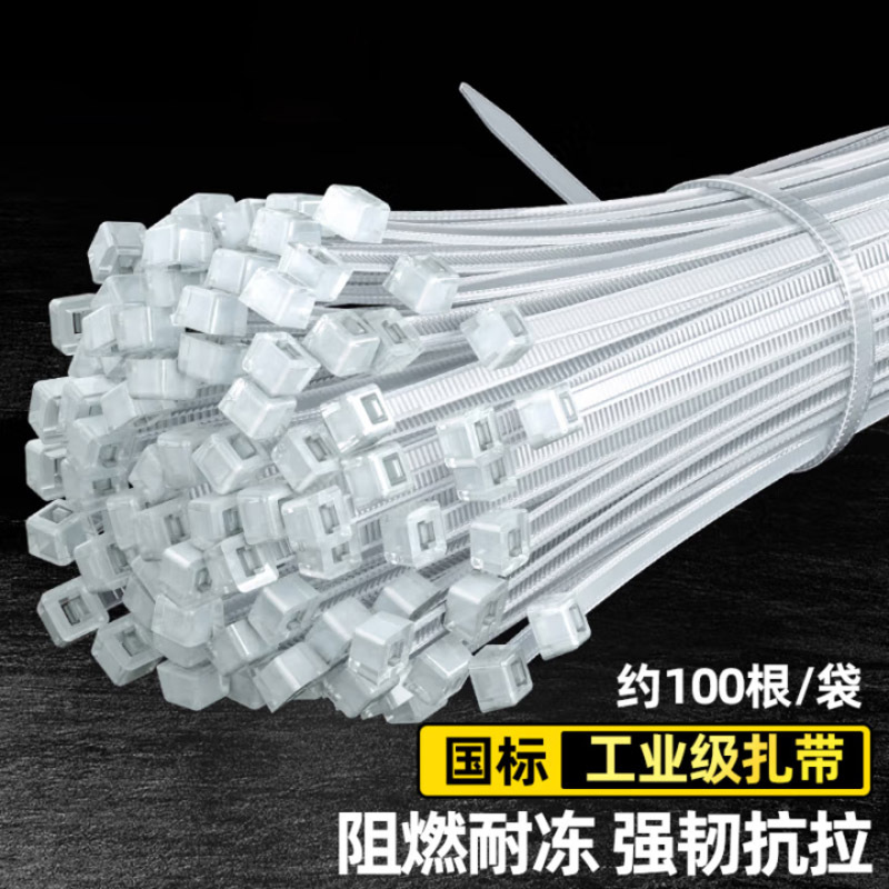 自锁式尼龙扎带小号2.5*150mm 扎带大号 电脑装机 园艺 理线带捆扎束线绑带 白 约100根/包ZD-11