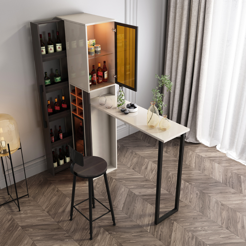 木匠北欧伸缩折叠吧台桌酒柜家用一体组合餐边柜子餐桌小户型简约现代