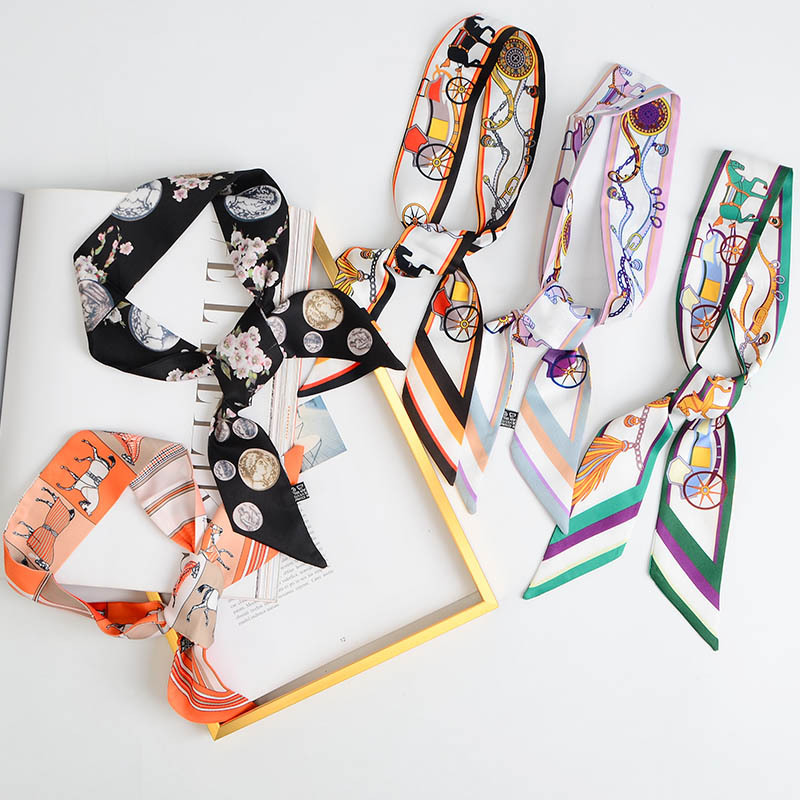 英飞腾网红细窄长条小丝巾女韩版百搭四季时尚ins领巾装饰绑包飘带