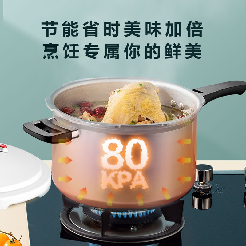 爱仕达高压锅燃气电磁炉通用8.6L 六保险铝合金家用26CM压力锅焖炖锅 YL26S3WG