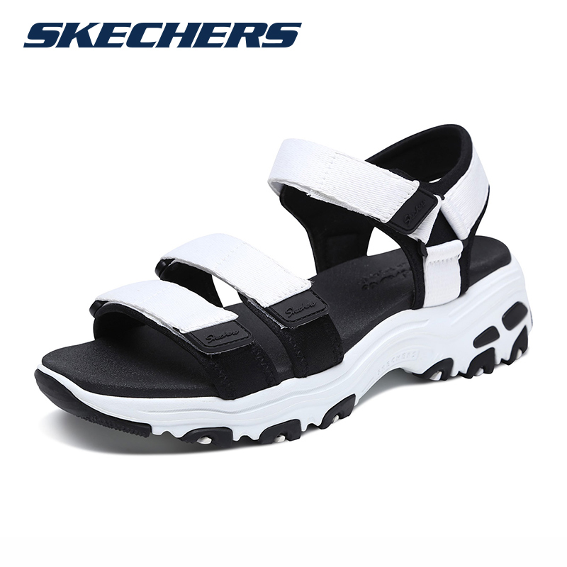 Skechers 斯凯奇 D’lites厚底增高熊猫凉鞋 魔术贴沙滩鞋女鞋 31514