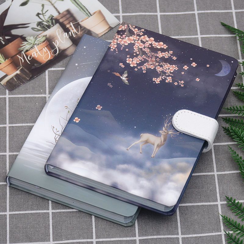 回首磁扣本古风加厚磁扣手账本可爱韩版小鹿手帐笔记本a5学生记事本