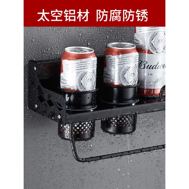 免打孔厨房置物架壁挂式用品家用大全收纳黑色调料挂架子刀架收纳层架 三维工匠高清大图