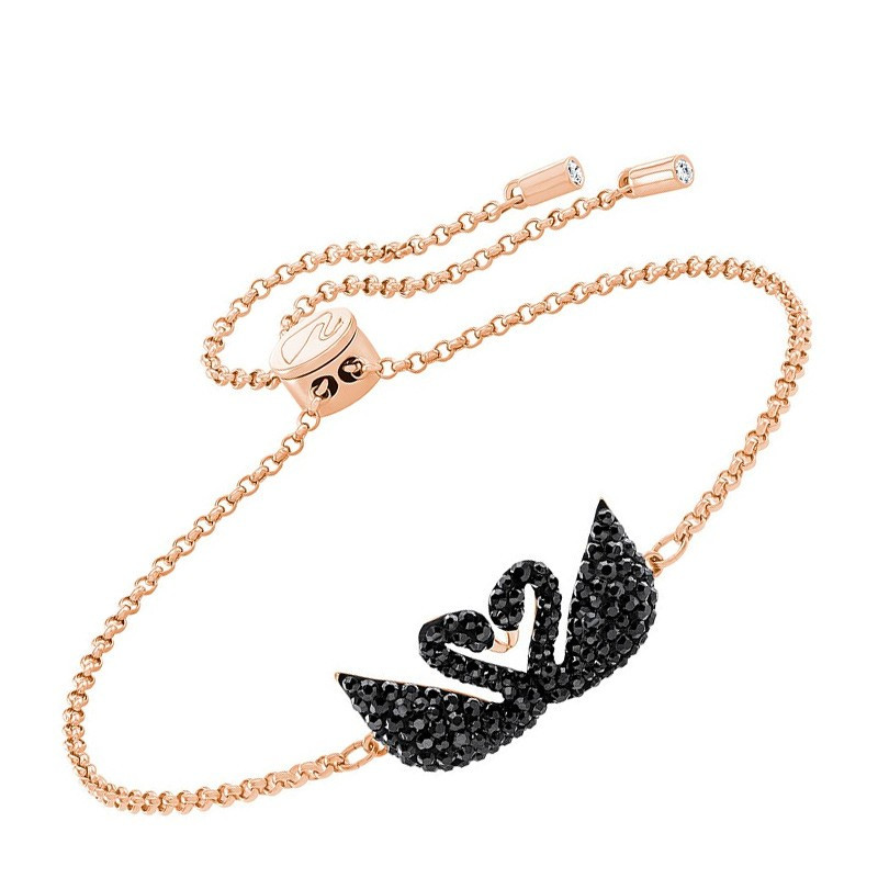 SWAROVSKI 施华洛世奇 双黑天鹅女士镀玫瑰金色手链 5344132 送恋人送朋友 人造水晶