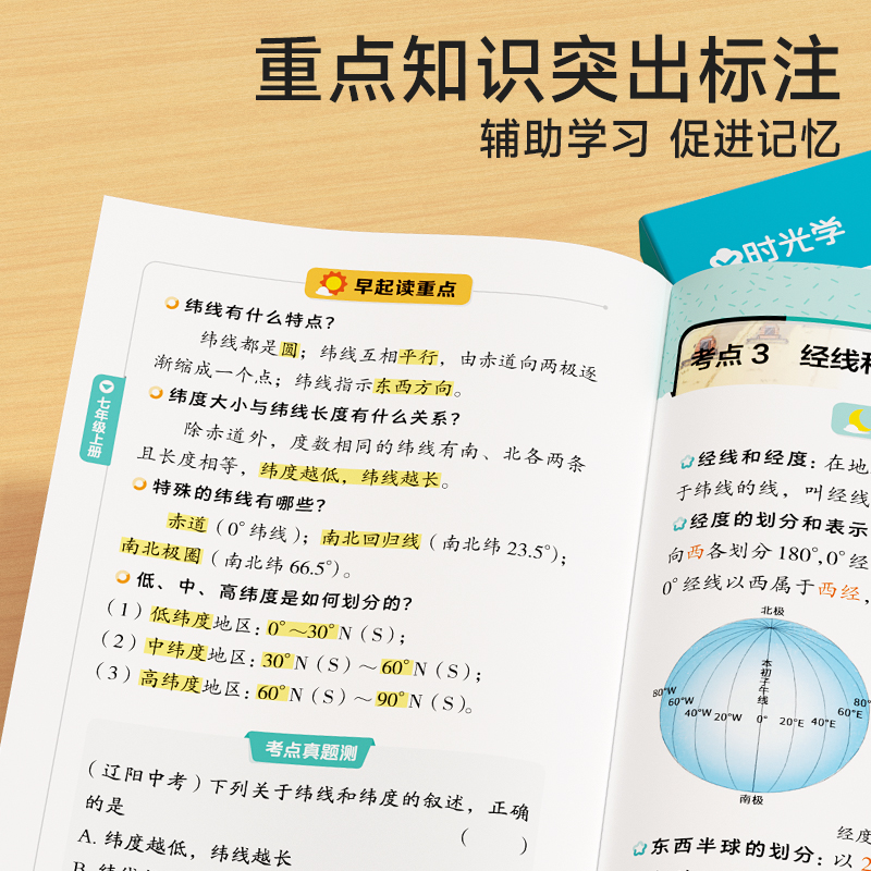 [4册❤学习更全面]历史+道法+生物+地理 初中通用 [正版]2024新版时光学每日10分钟考点速记全套 初中小四门必背高清大图