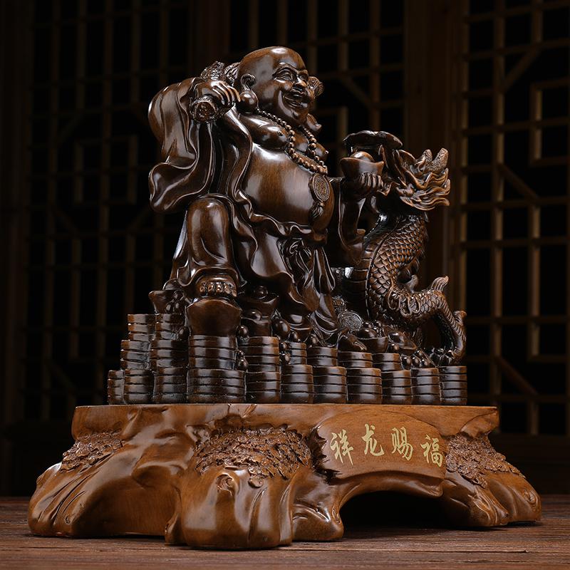 美帮汇祥龙弥勒佛摆件笑口佛大肚佛像供奉客厅老板桌装饰工艺品高清大图