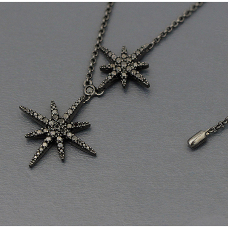 apmmonaco玫瑰金色六芒星锁骨项链星星流星吊坠毛衣链送女友礼物