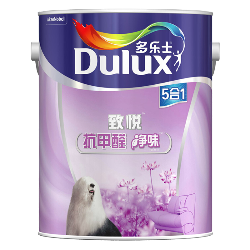 多乐士(Dulux) 致悦抗甲醛净味五合一内墙乳胶漆 墙面漆油漆涂料 A744 6L哑光白色