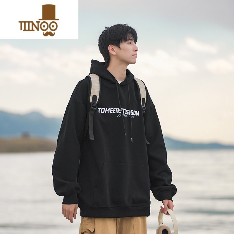 YANXU山东即墨连帽卫衣男款美式潮牌港风字母印花廓形宽松外套