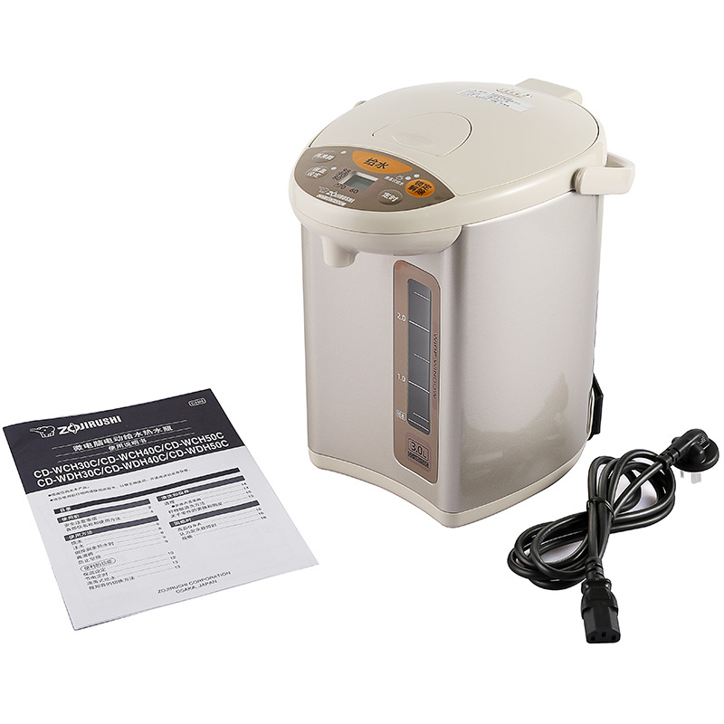 象印(ZO JIRUSHI) 电热水瓶CD-WDH30C日本象印家用保温不锈钢快速加热支持电动出水电热水壶金属米色 3L高清大图