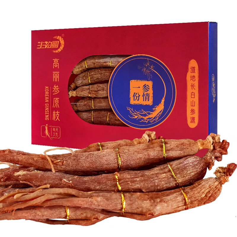 长白山人参高丽参原枝深纹清晰高丽参原枝纸盒装80g*1盒
