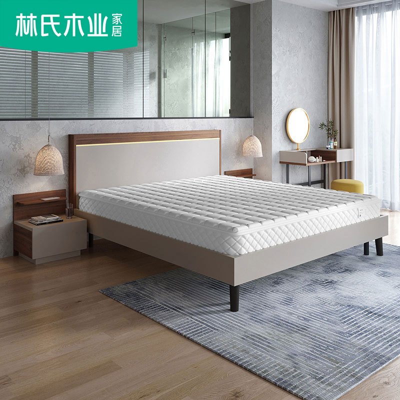 林氏木业现代简约风板式18米双人床卧室家具时尚组合床ij1a