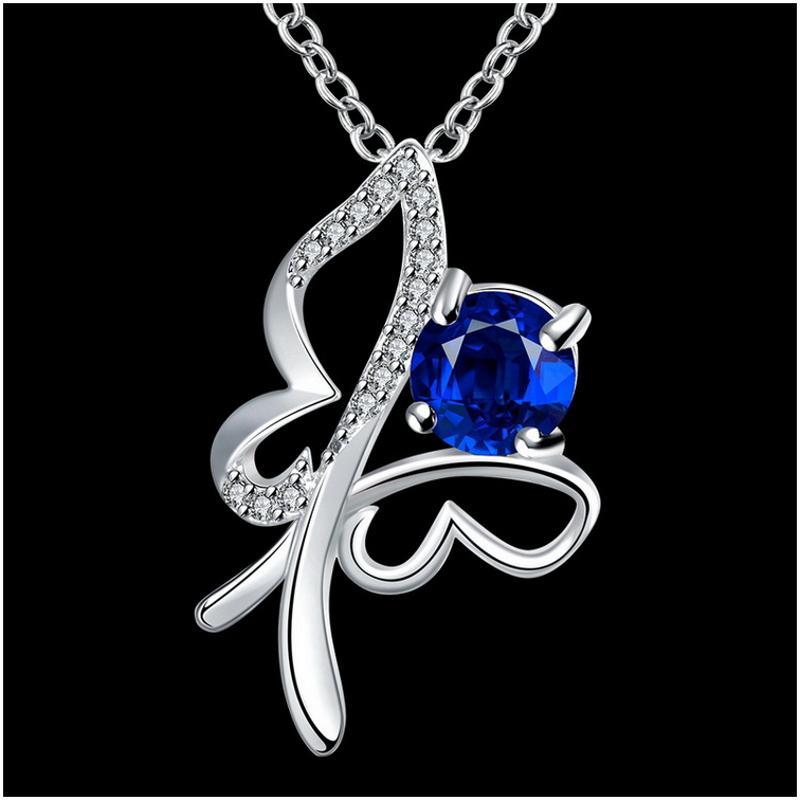 N021Women Silver Necklace 日韩优雅蝴蝶坠项链女锁骨配饰银饰送女朋友七夕情人节礼物