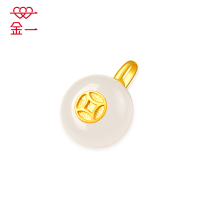 金一 18K金和田玉吊坠福运滚滚 女士款 (送银饰项链)(定价) KJDZ134