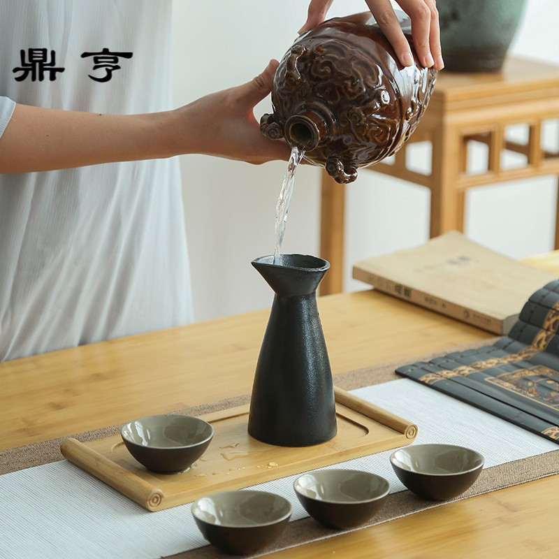 鼎亨黑陶日式分酒器白酒清酒具陶瓷家用套装半斤酒盅酒壶酒杯温酒