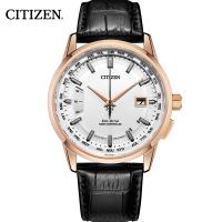 西铁城（CITIZEN）手表光动能电波皮表带大表盘男表 CB0153-13A