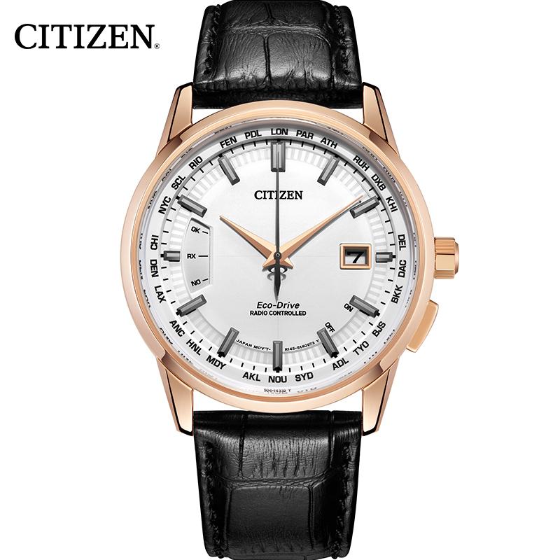 西铁城（CITIZEN）手表光动能电波皮表带大表盘男表 CB0153-13A