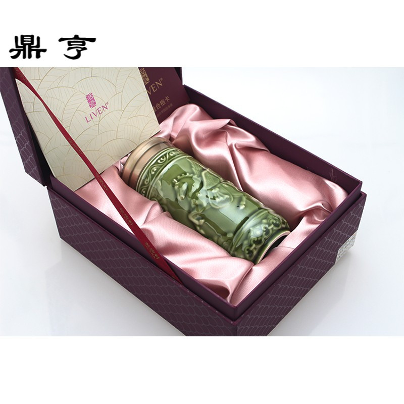 鼎亨瓷杯飞黄腾达随身杯包邮双层陶瓷杯创意水杯子茶杯