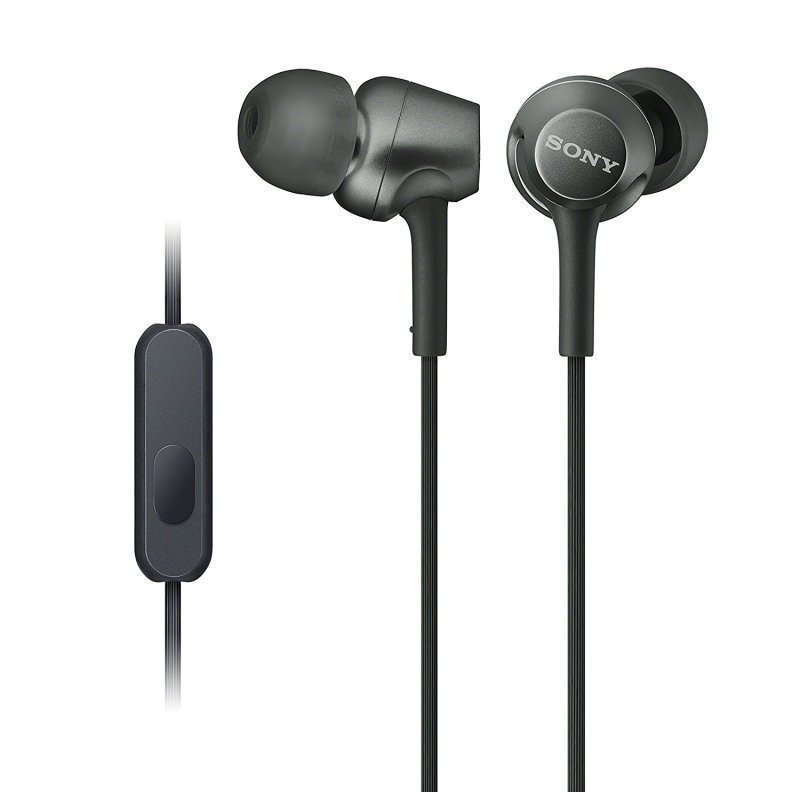 索尼(SONY) MDR-EX255AP入耳式立体声手机通话耳机线控带麦 3.5毫米L型插头有线耳机 EX255AP黑色
