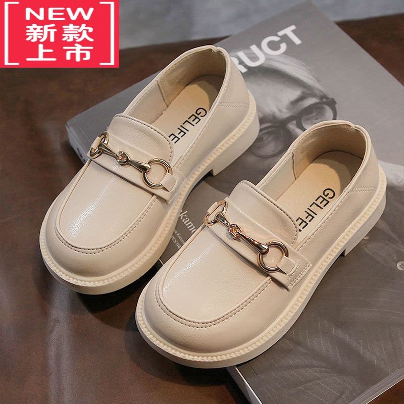 可莉允女童乐福鞋春秋2022新款英伦风黑色公主鞋洋气时尚软底儿童小皮鞋运动休闲鞋图片