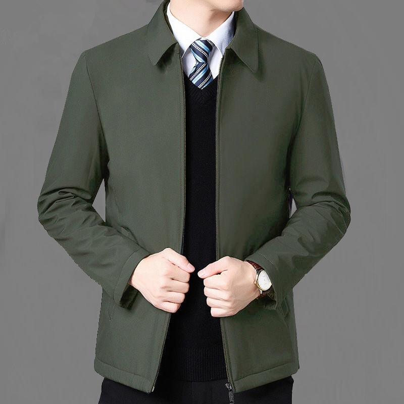 中年男士夹克春秋薄款爸爸装休闲外套男秋季中老年男装翻领上衣男雅