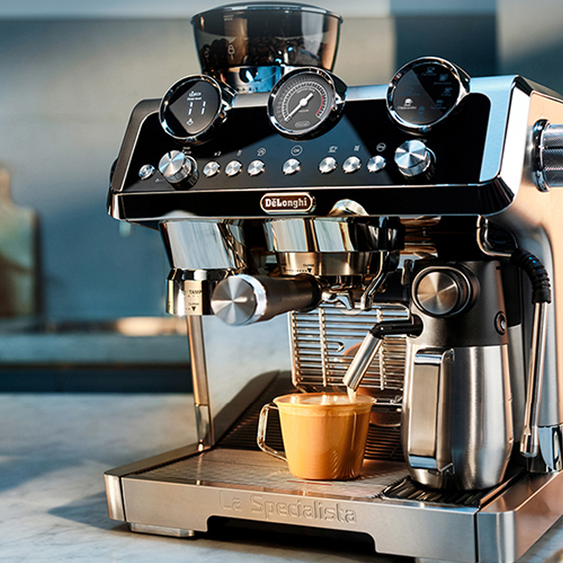 德龙(Delonghi)咖啡机 半自动咖啡机 冷萃技术 意式家用 一体式研磨器 EC9865咖啡机家用