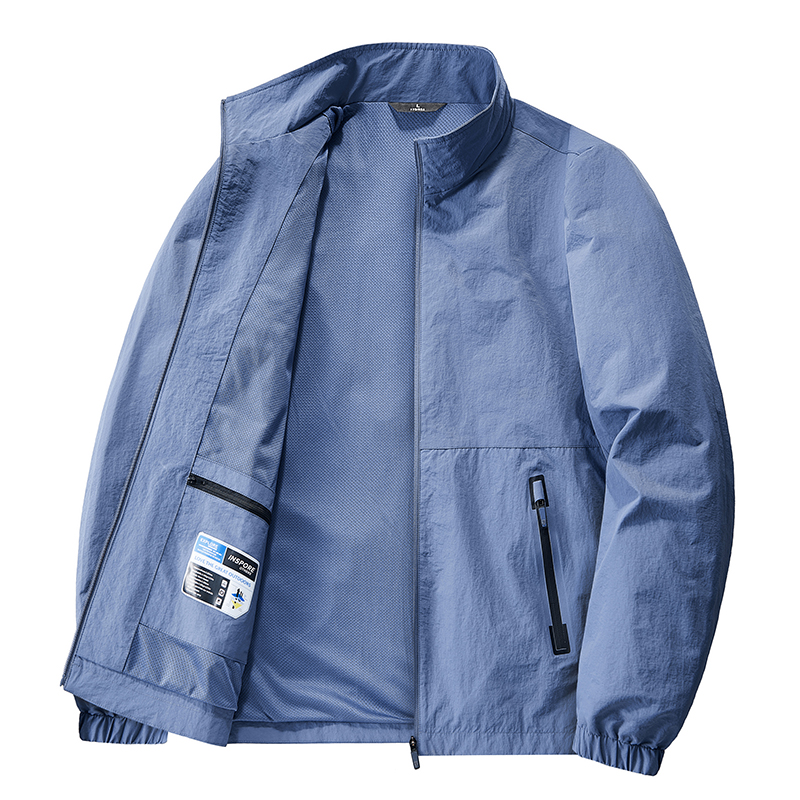 啄木鸟冲锋衣外套男士立领夹克春秋季薄款大尺码男装商务休闲上衣服高清大图