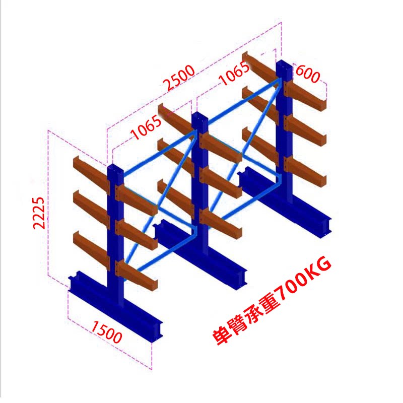 汇微星蓝色货架 悬臂货架仓储货架重型双面组