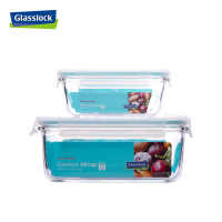 三光云彩(GLASSLOCK)钢化玻璃保鲜盒蒸汽孔密封盒两件套人可微波饭盒便当盒套装1100ml+480ml玻璃保鲜盒