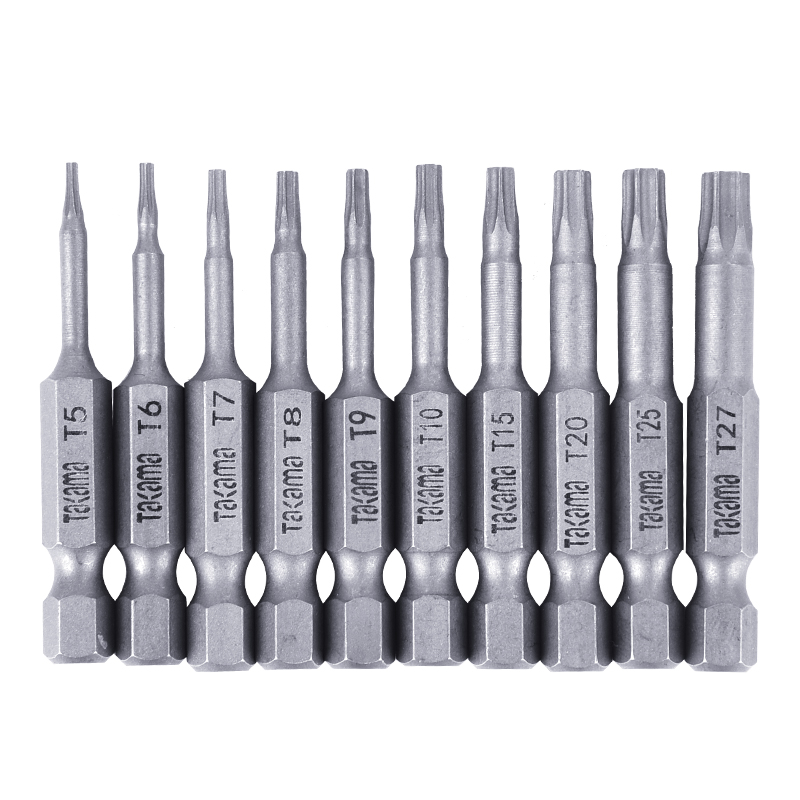 takama(高松)406020 T形梅花螺丝批头套装10件套起子头旋具头电动批头S2带强磁 T20