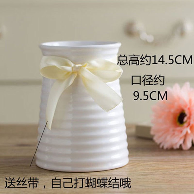 时尚居家装饰创意仿真植物花瓶陶瓷摆件装饰花花盆花器---白色C款花瓶