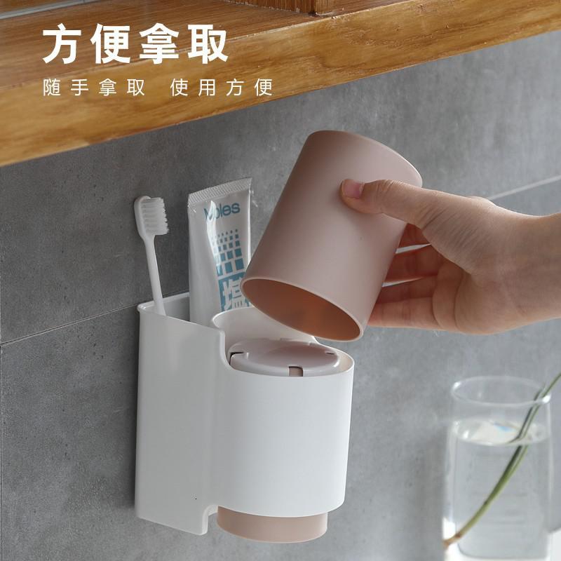 家用漱口杯刷牙杯简约洗漱杯情侣一对牙刷杯套装创意便携牙缸牙桶 三维工匠 双人淡粉