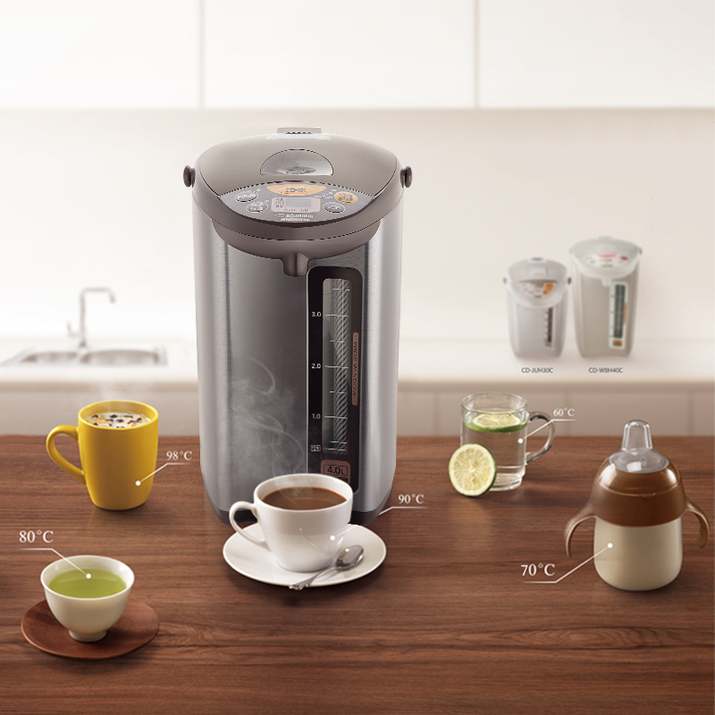象印(ZO JIRUSHI)热水瓶CD-WDH40C-HM 家用保温智能出水4L不锈钢快速加热电热水壶安心童锁 金属灰色高清大图
