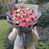 鼎卉鲜花21朵粉康花束全国市区免费配送38女王节送女友送爱人亲人生日祝福 道歉【温馨时刻 】21朵粉康洋桔梗花束