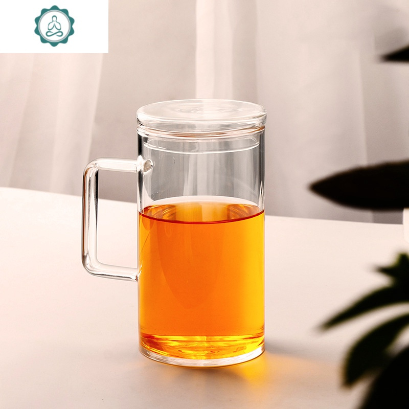 超大容量加厚玻璃杯水杯男女士耐热透明带盖家用带把泡茶杯1000ml封后