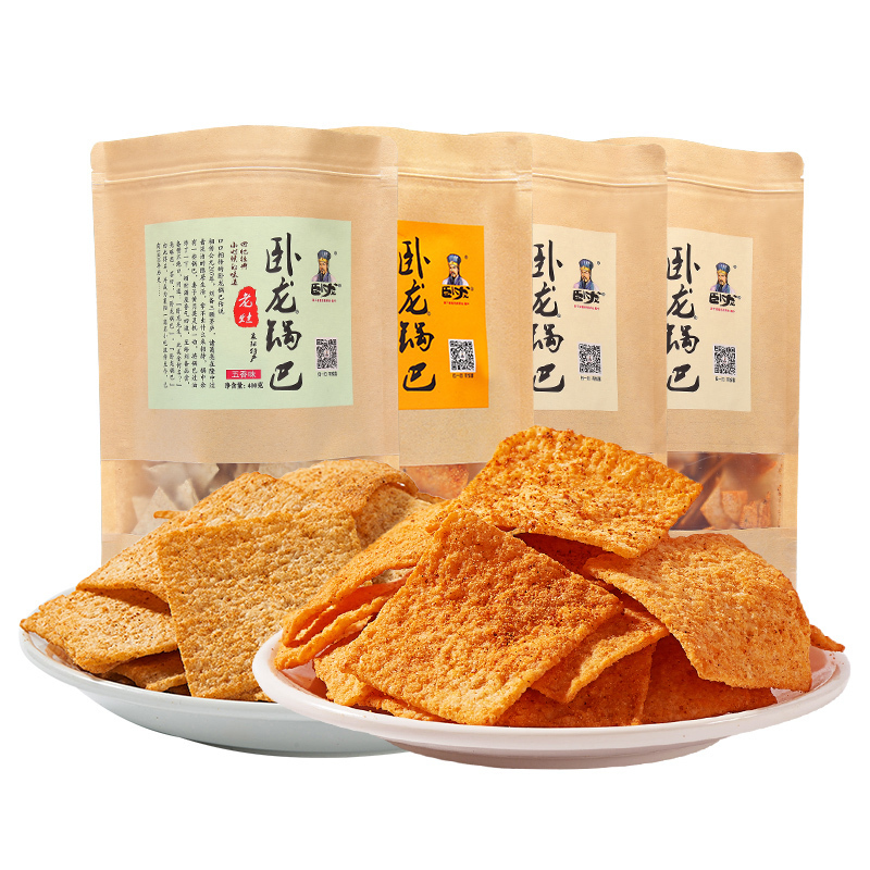 卧龙麻辣味锅巴400g*4包大份量大礼包一整箱老襄阳特产晚上解饿充饥休闲小零食