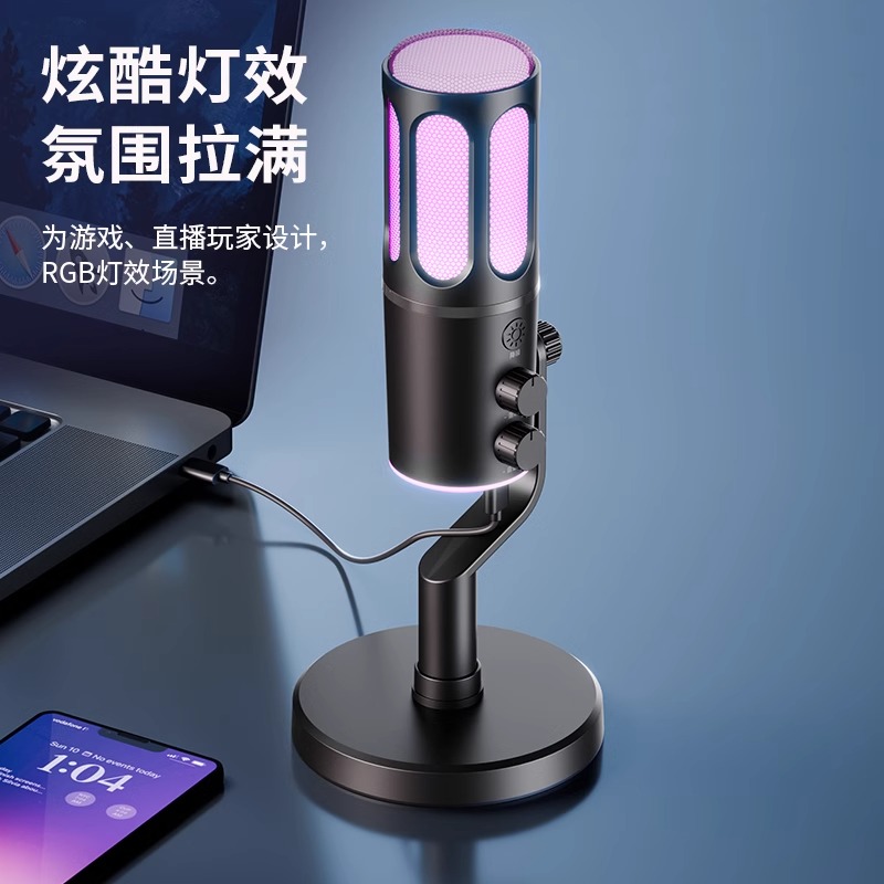 索爱(soaiy)SC100直播麦克风话筒K歌电脑台式笔记本声卡收音麦游戏电竞主播网课语音手机电容USB监听降噪高清大图