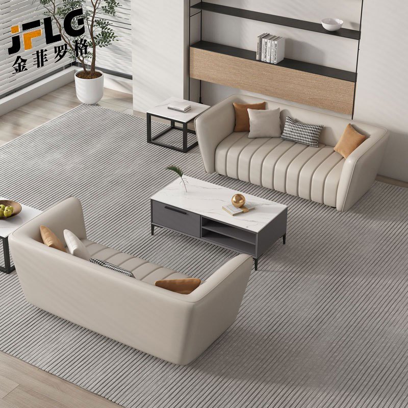 苏宁 金菲罗格 办公家具 办公室商务皮艺洽谈会客接待沙发 三人位高清大图