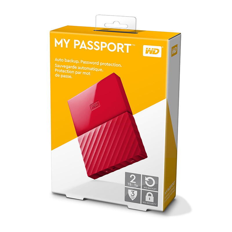 西部数据(WD)My Passport 2TB 2.5英寸 中国红 移动硬盘 WDBS4B0020BRD-CESN