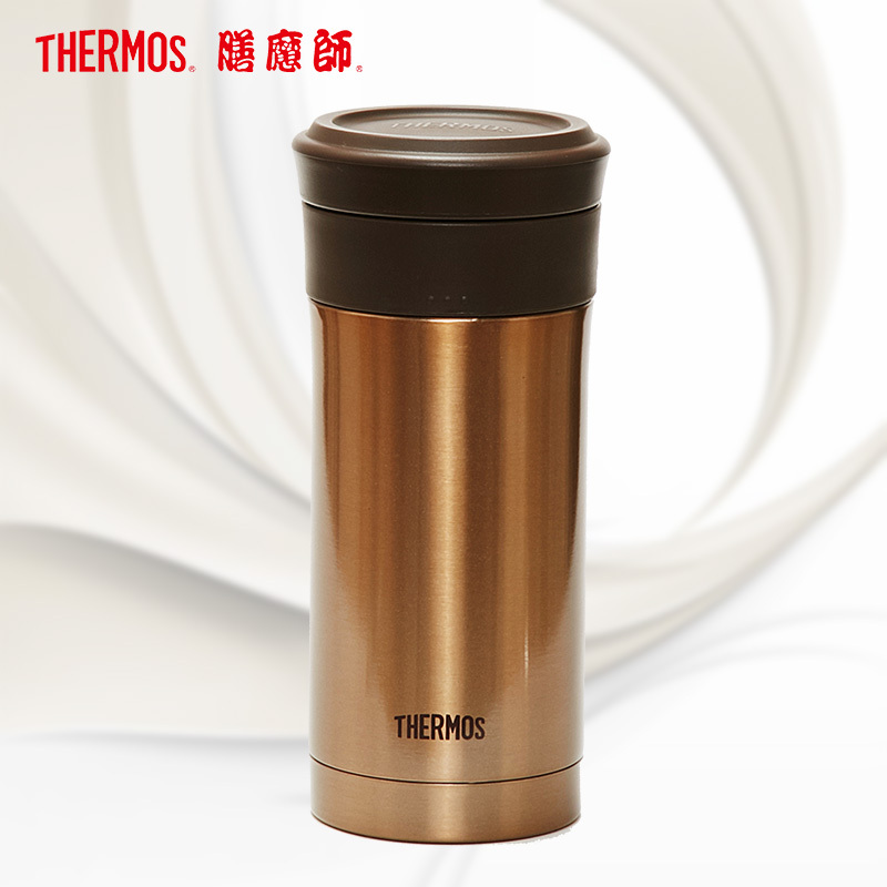 膳魔師(THERMOS)保温杯TCMK-350带茶漏泡茶杯膳魔师350ML水杯304不锈钢车载办公商务土豪金GL家用通用高清大图